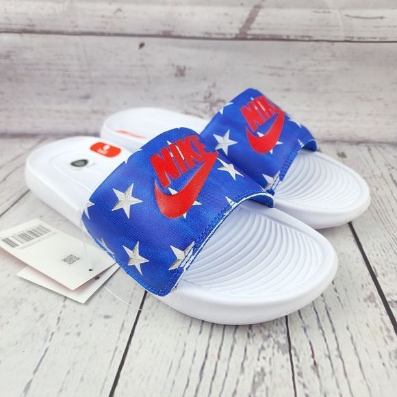 *SALE New Nike Victori One Red White Blue Slides - Picture 2 of 12